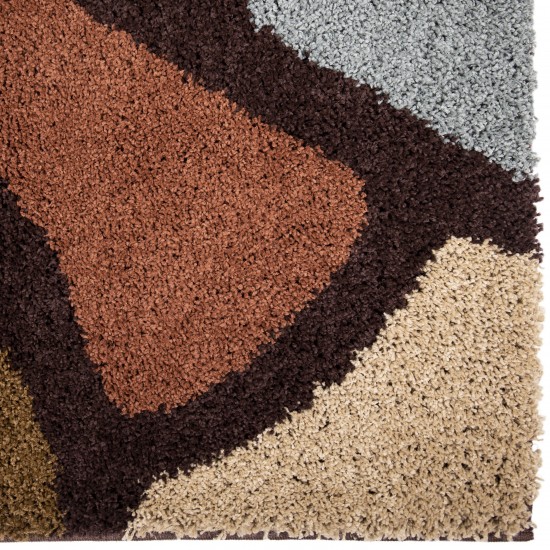 Orian Impressions Shag Circle Bloom Multi Brown 79"X116"