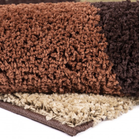 Orian Impressions Shag Circle Bloom Multi Brown 79"X116"
