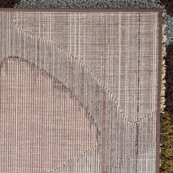 Orian Impressions Shag Circle Bloom Multi Brown 79"X116"