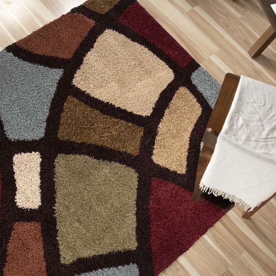 Orian Impressions Shag Circle Bloom Multi Brown 94"X130"