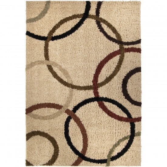 Orian Impressions Shag Circle Design Bisque 79"X116"