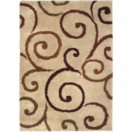 Orian Impressions Shag Swirls Beige 60IN X 84IN