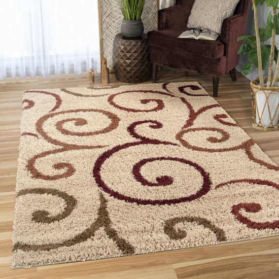 Orian Impressions Shag Swirls Beige 60IN X 84IN