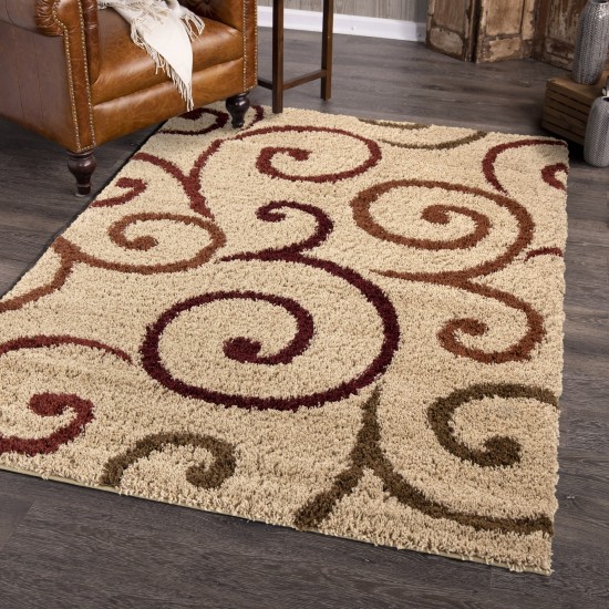 Orian Impressions Shag Swirls Beige 79"X120"