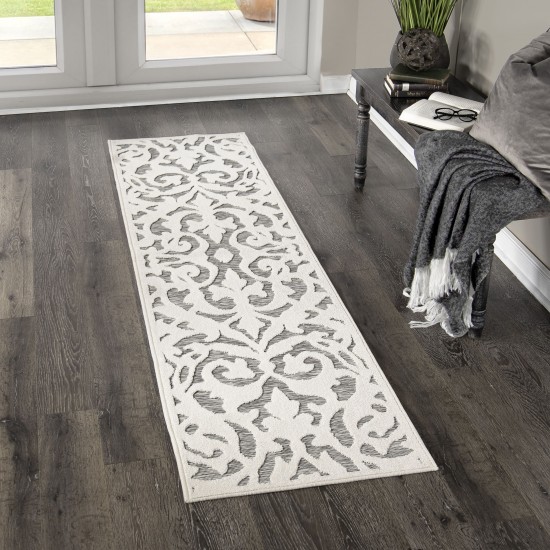 My Texas House by Orian Blur Damask Natural Gray 27"X96"