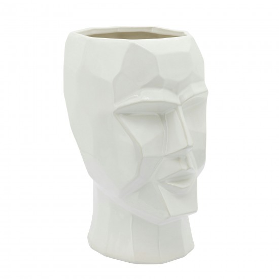 Ceramic, 12" Face Vase, White