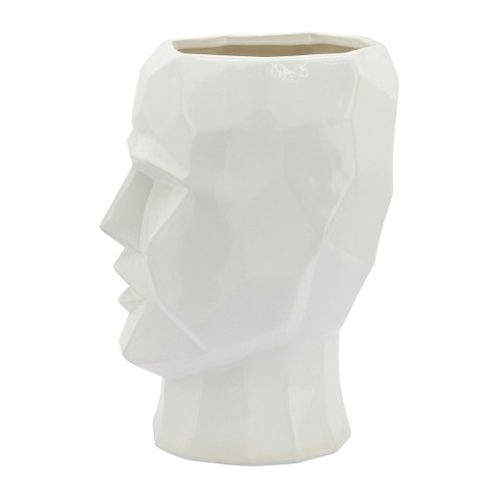 Ceramic, 12" Face Vase, White