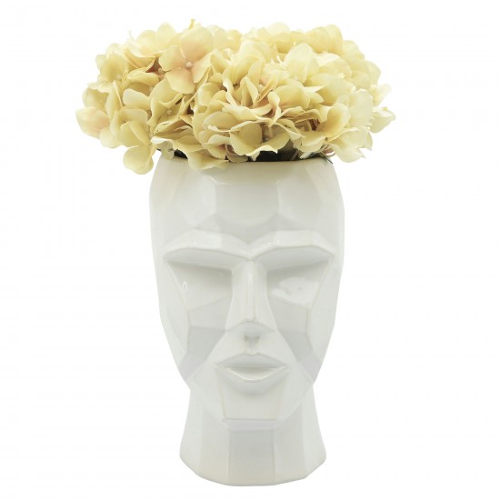 Ceramic, 12" Face Vase, White