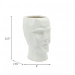 Ceramic, 12" Face Vase, White