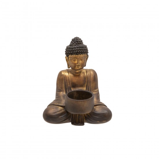 Resin Sitting Buddha Tealight, Copper