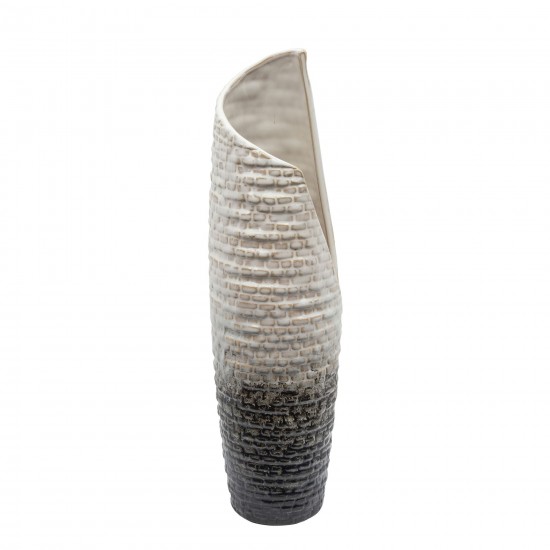 16" Textured Vase, Cream