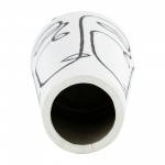 Cer, 11"h Geo Funny Face Flower Vase, Wht/blk