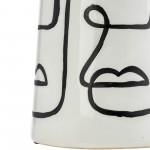 Cer, 11"h Geo Funny Face Flower Vase, Wht/blk