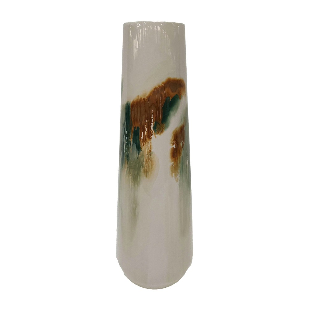 Iron,23"h,colored Stained Vase,white