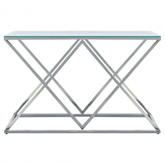 Silver/glass Diamond Console Table, Kd