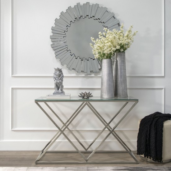 Silver/glass Diamond Console Table, Kd