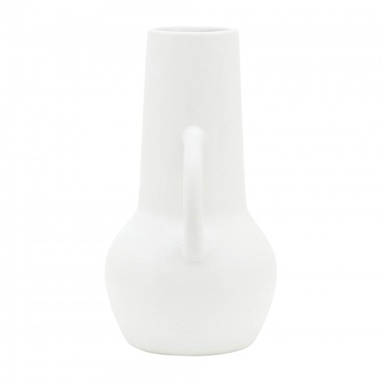 Cer,8",vase W/handles,white