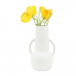 Cer,8",vase W/handles,white