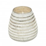 Candle On Silver Striped Glass By Liv & Skye 64oz