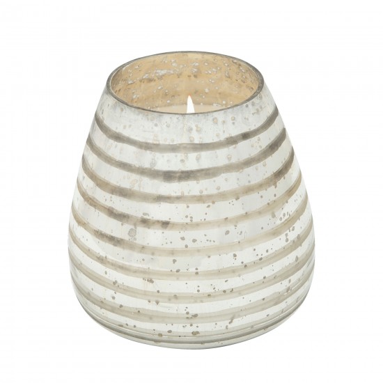 Candle On Silver Striped Glass By Liv & Skye 64oz