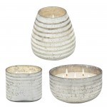 Candle On Silver Striped Glass By Liv & Skye 64oz