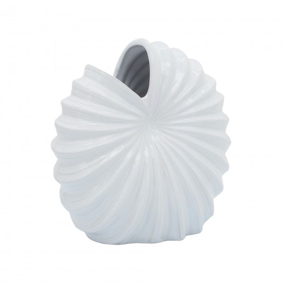 Cer, 10" Shell Vase, White