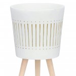 S/2 10/12" Planter W/ Wood Legs, White (kd)