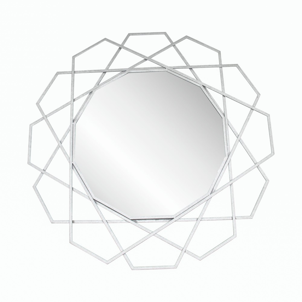 Metal 35" Geometric Mirror, Silver Wb