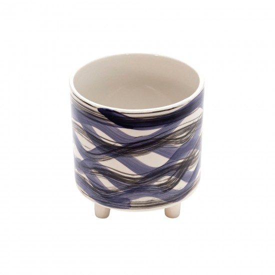S/2 Footed Planters 9/6", Abstract Blue