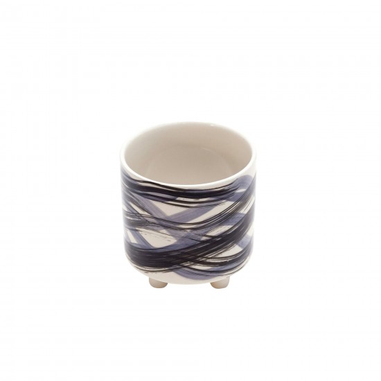 S/2 Footed Planters 9/6", Abstract Blue