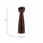 Wood, 13"h Slanted Candle Holder, Brown