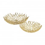 S/2 Aluminum 13/17" Branchbowls, Gold