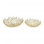 S/2 Aluminum 13/17" Branchbowls, Gold