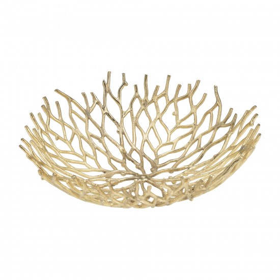 S/2 Aluminum 13/17" Branchbowls, Gold