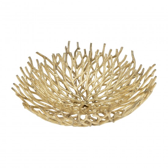 S/2 Aluminum 13/17" Branchbowls, Gold