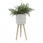 S/2 Ceramic, 8/10" Circles Planter 3 Legs, Cream