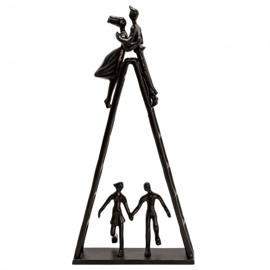 23" Metal Family On Ladder, Black