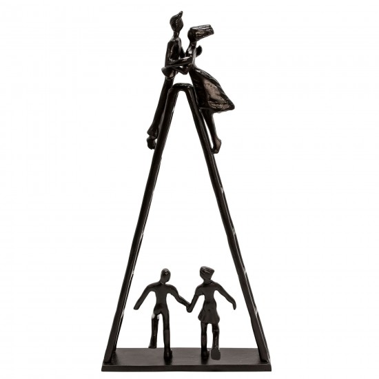 23" Metal Family On Ladder, Black