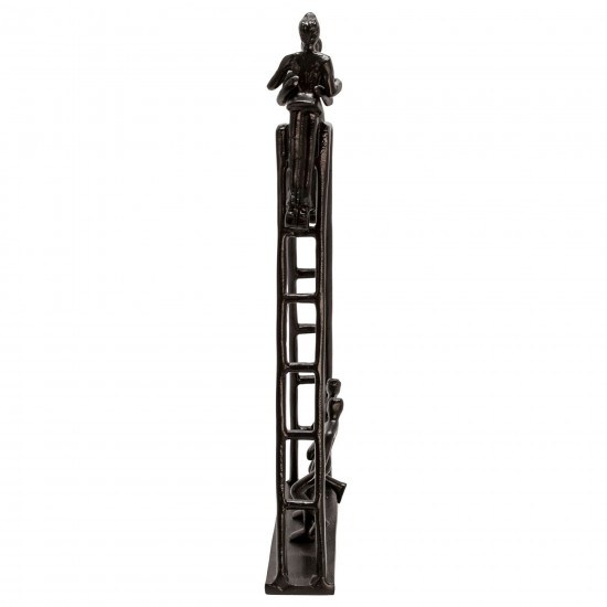 23" Metal Family On Ladder, Black