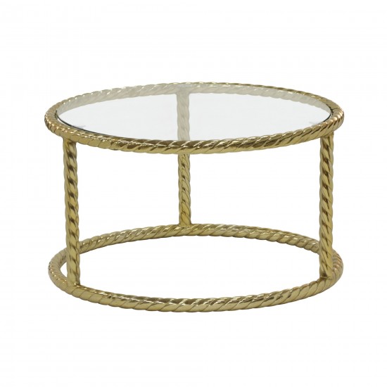 S/2 Metal 22/28" Rope Side Tables, Gold