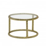 S/2 Metal 22/28" Rope Side Tables, Gold