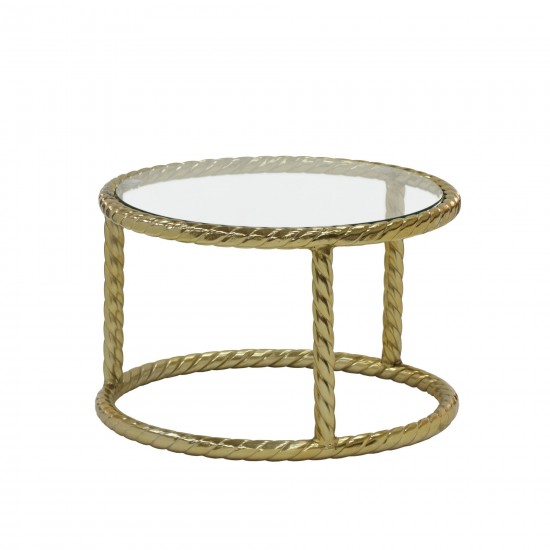 S/2 Metal 22/28" Rope Side Tables, Gold