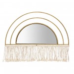 Metal/wood, 17"h Arched Mirrored Wall Deco, Gold