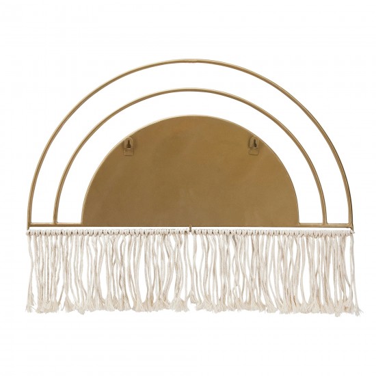 Metal/wood, 17"h Arched Mirrored Wall Deco, Gold