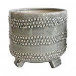 S/2 6/8" Footed Planter W/ Dots, Gray