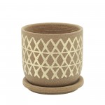 5" Cross Planter W/ Saucer, Tan