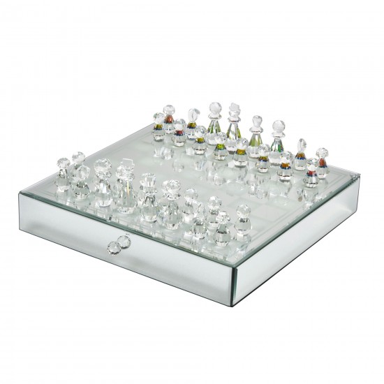 Crystal / Mirrored Chess Set,silver