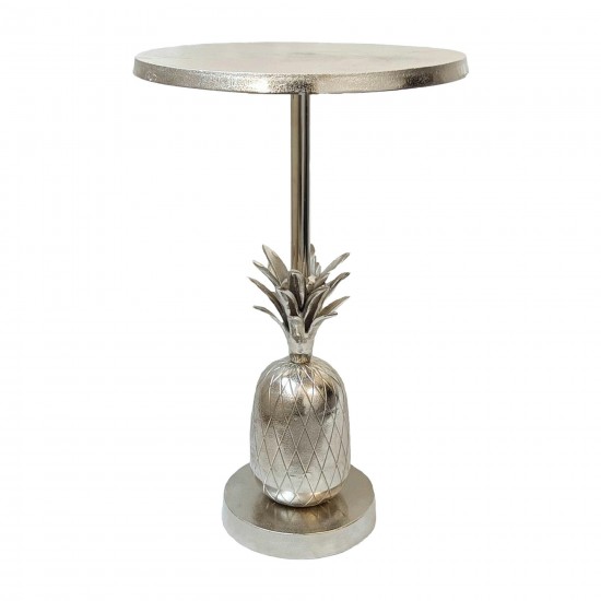 Metal, 15"d/24"h, Silver Pineapple Side Table, Kd