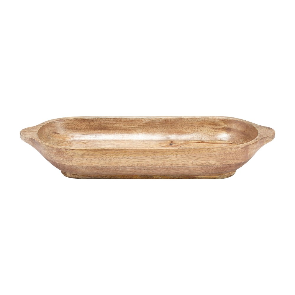 Wood, S/2 18/23"l Oval Trays, Brown Wood, S/2 18/23"l Oval Trays, Brown
