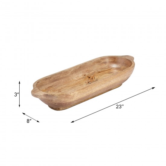 Wood, S/2 18/23"l Oval Trays, Brown